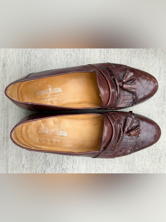Neiman Marcus Men 11 M Brown Leather Exotic Tassel Kiltie Loafers Made‎ in Spain main image 8